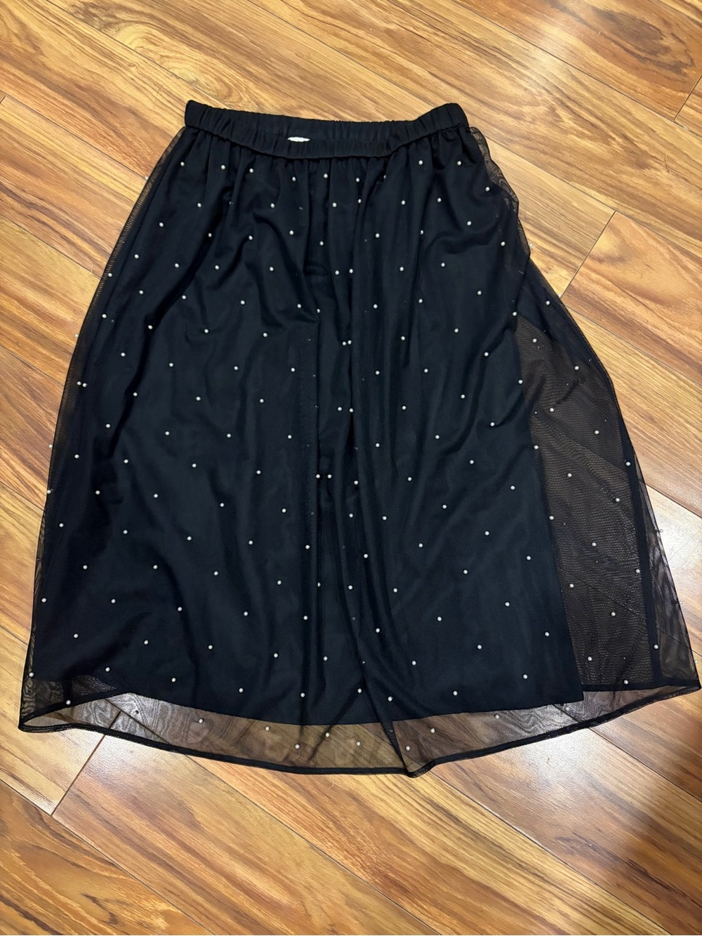 Maison Jules Black Pearl Embellished Mesh Overlay Skirt – Size Small